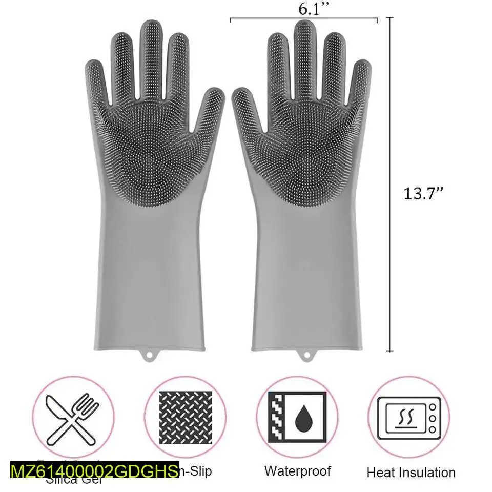 Dish washing silicone gloves pair 