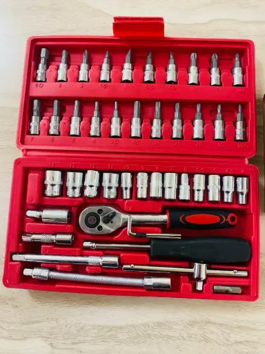 46 pcs Socket Wrench Set 1/4"Drive Metric Mechanic Tools Kit 